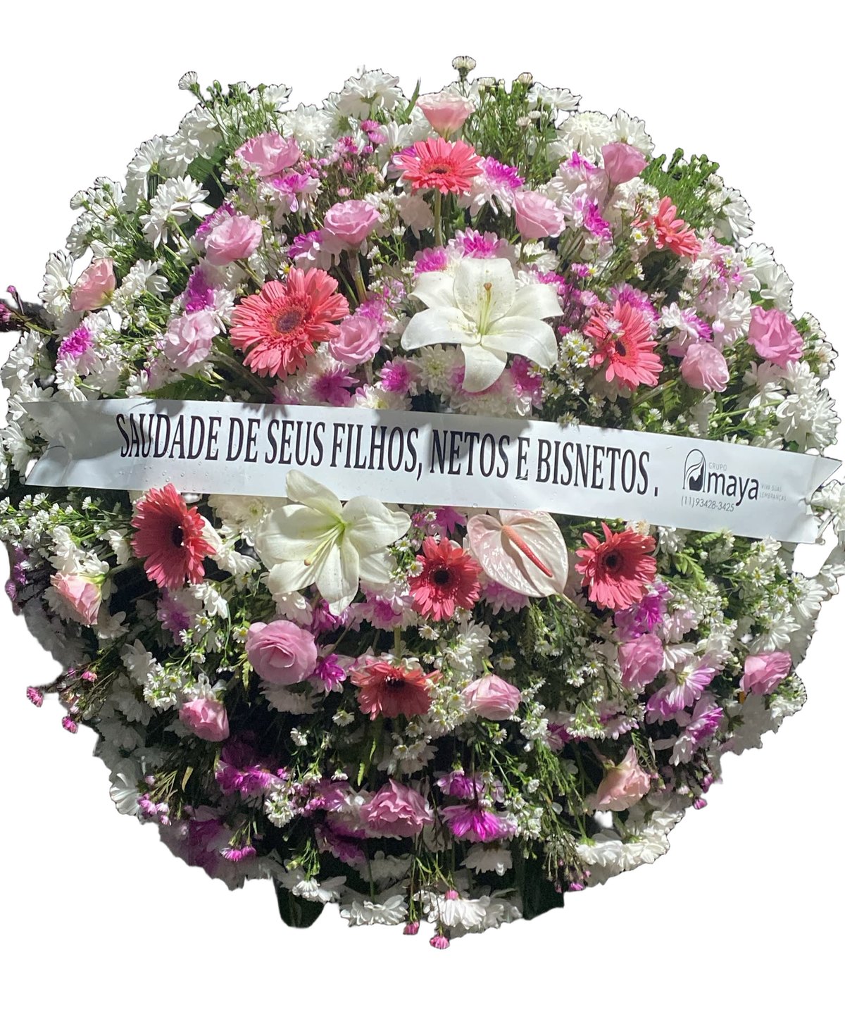 Coroa de flores rosa